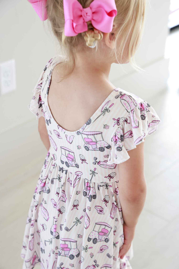 Ruffle Twirl Dress | Caddie Crew Pink