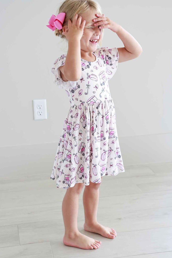 Ruffle Twirl Dress | Caddie Crew Pink