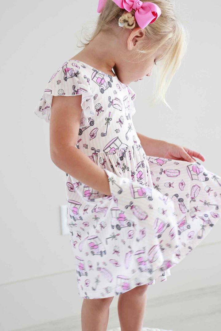 Ruffle Twirl Dress | Caddie Crew Pink