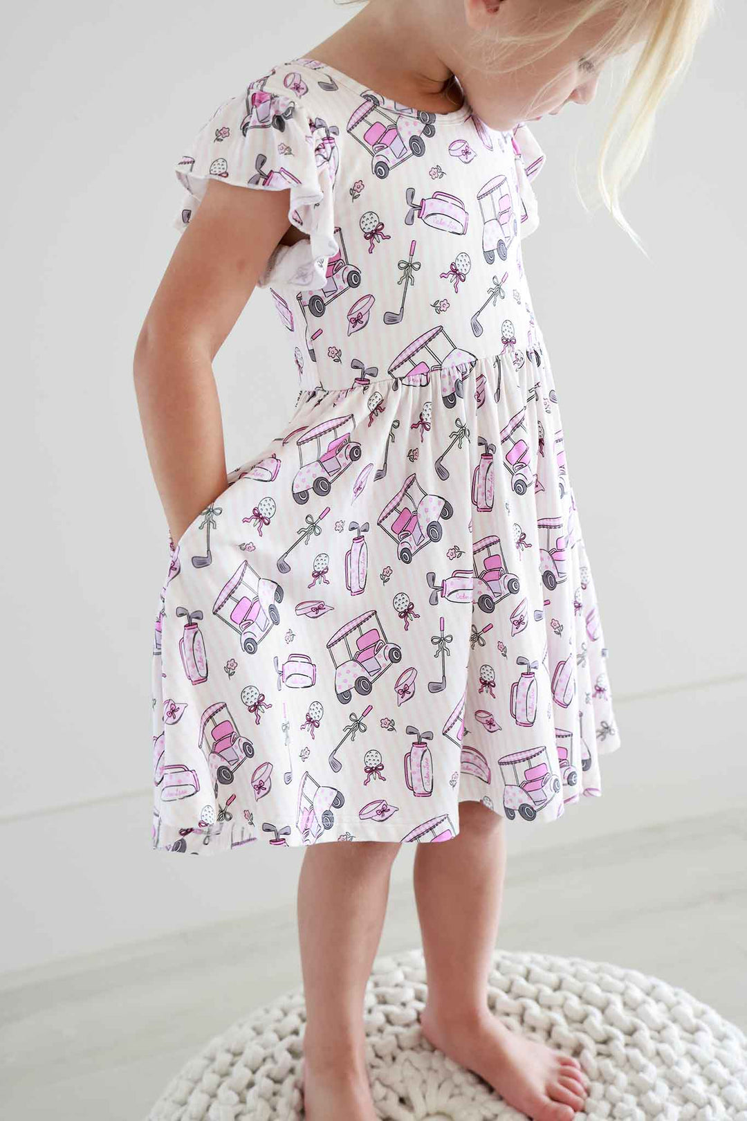 Ruffle Twirl Dress | Caddie Crew Pink
