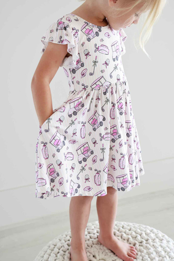Ruffle Twirl Dress | Caddie Crew Pink