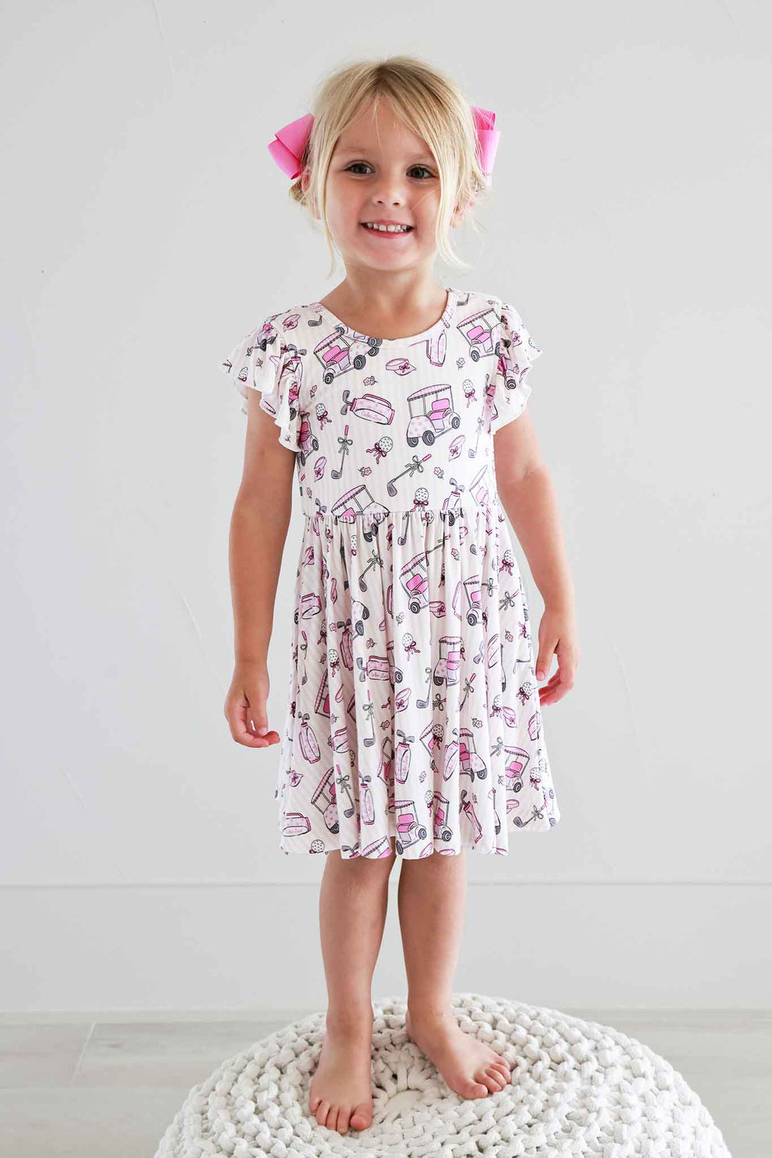 Ruffle Twirl Dress | Caddie Crew Pink