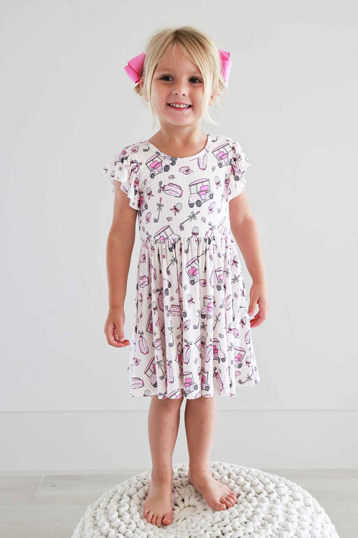Ruffle Twirl Dress | Caddie Crew Pink