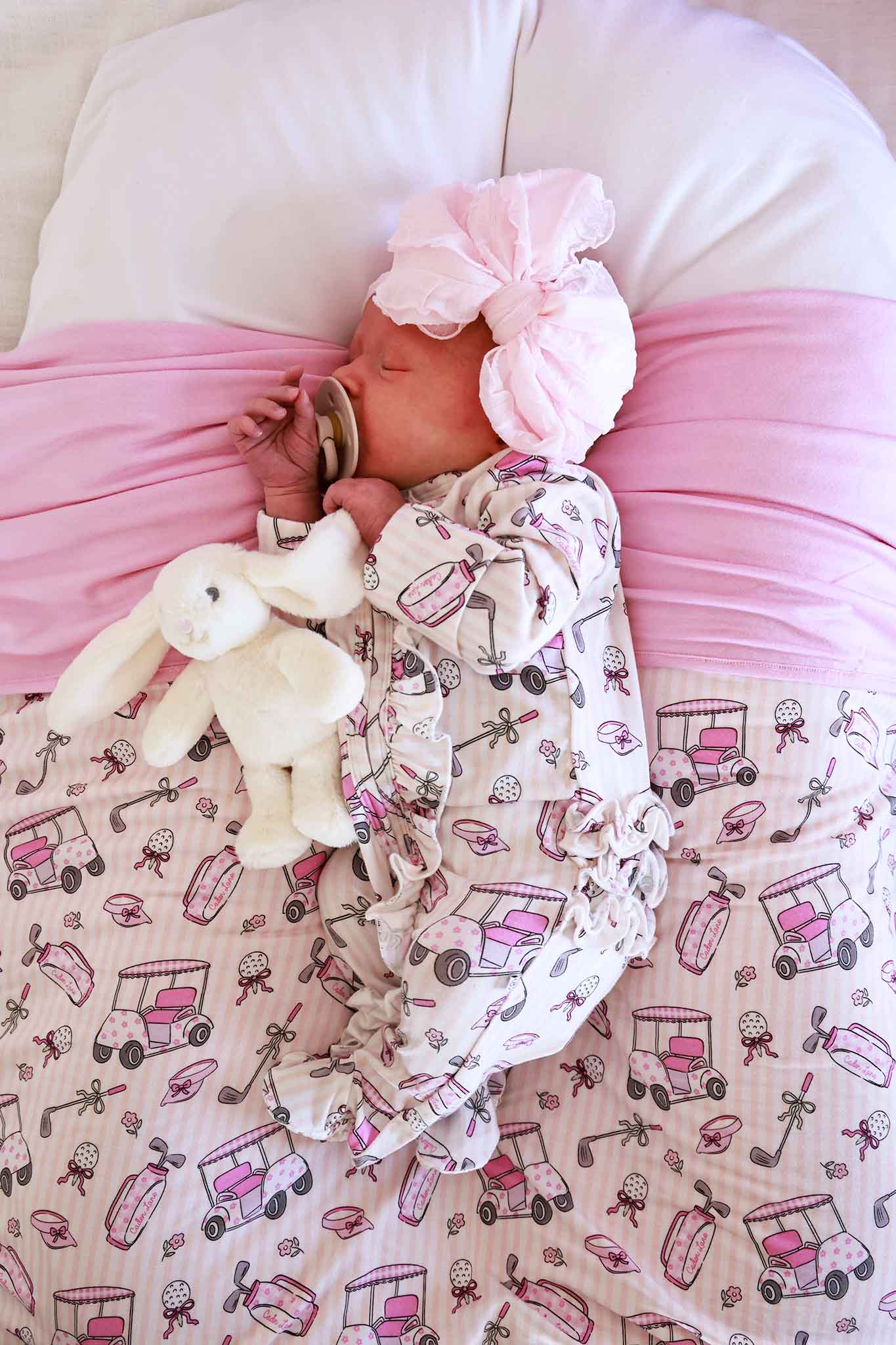 Ruffle Zipper Footie | Caddie Crew Pink