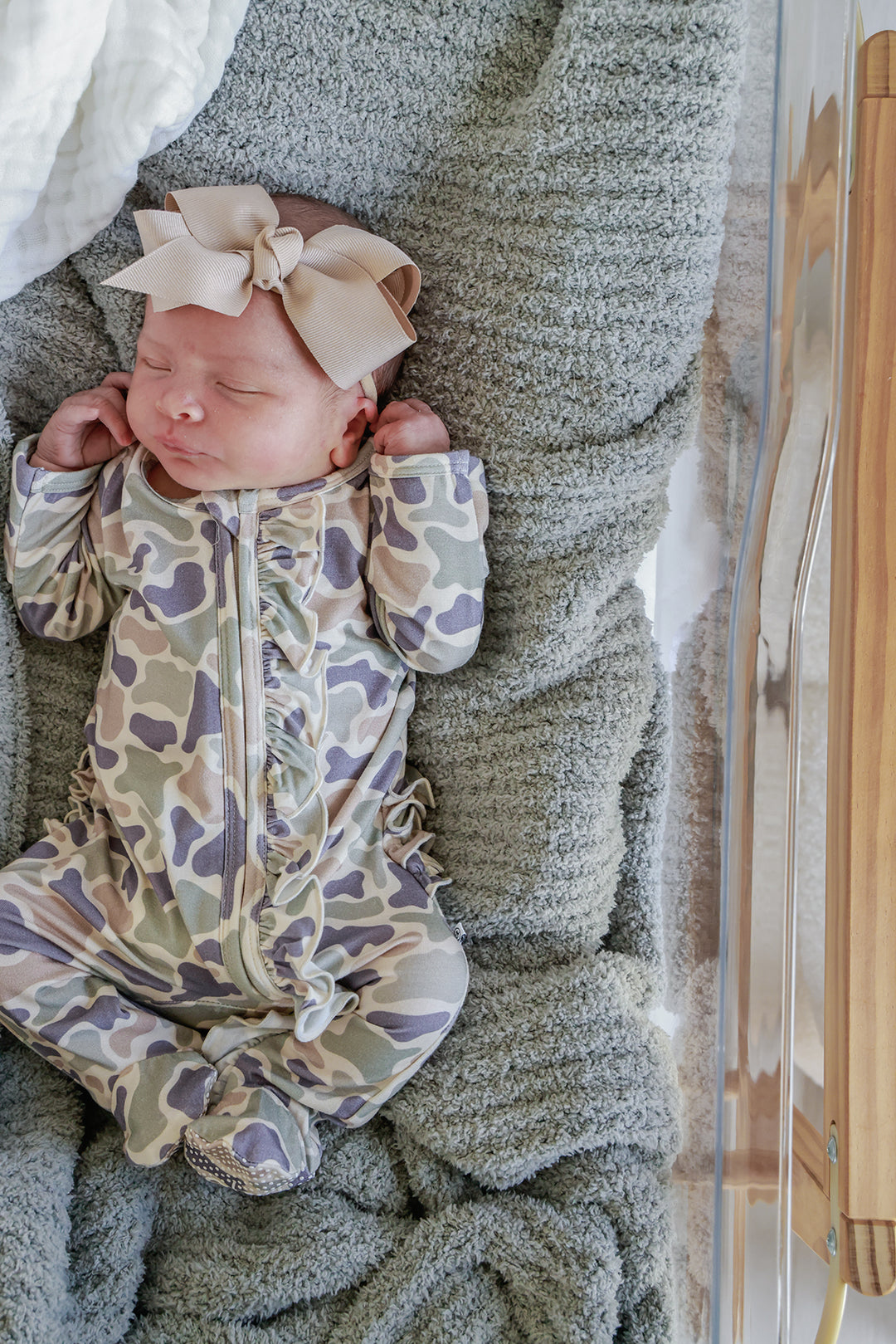 Ruffle Zipper Footie | Camo Cutie