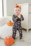 Halloween Bamboo Waffle Convertible Zip Romper | Candy Crawl