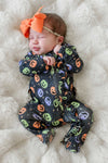 Halloween Bamboo Waffle Ruffle Zipper Footie | Candy Crawl
