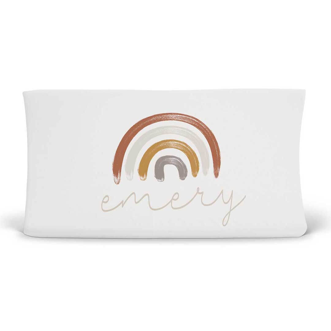 cannon's earthy rainbow personalized changing pad cover 