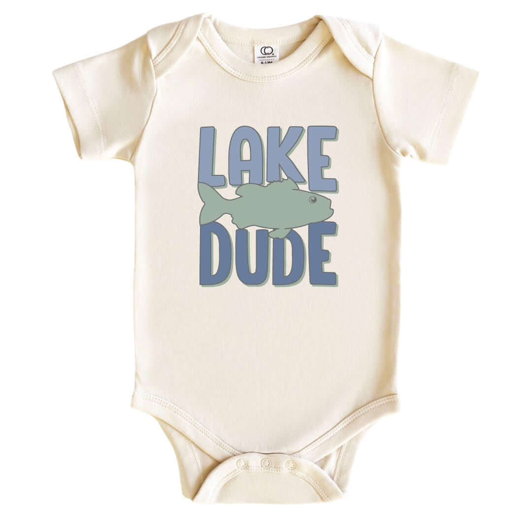 lake dude graphic bodysuit for babies 