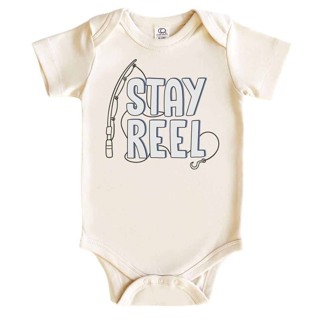 stay reel graphic bodysuit for babies 