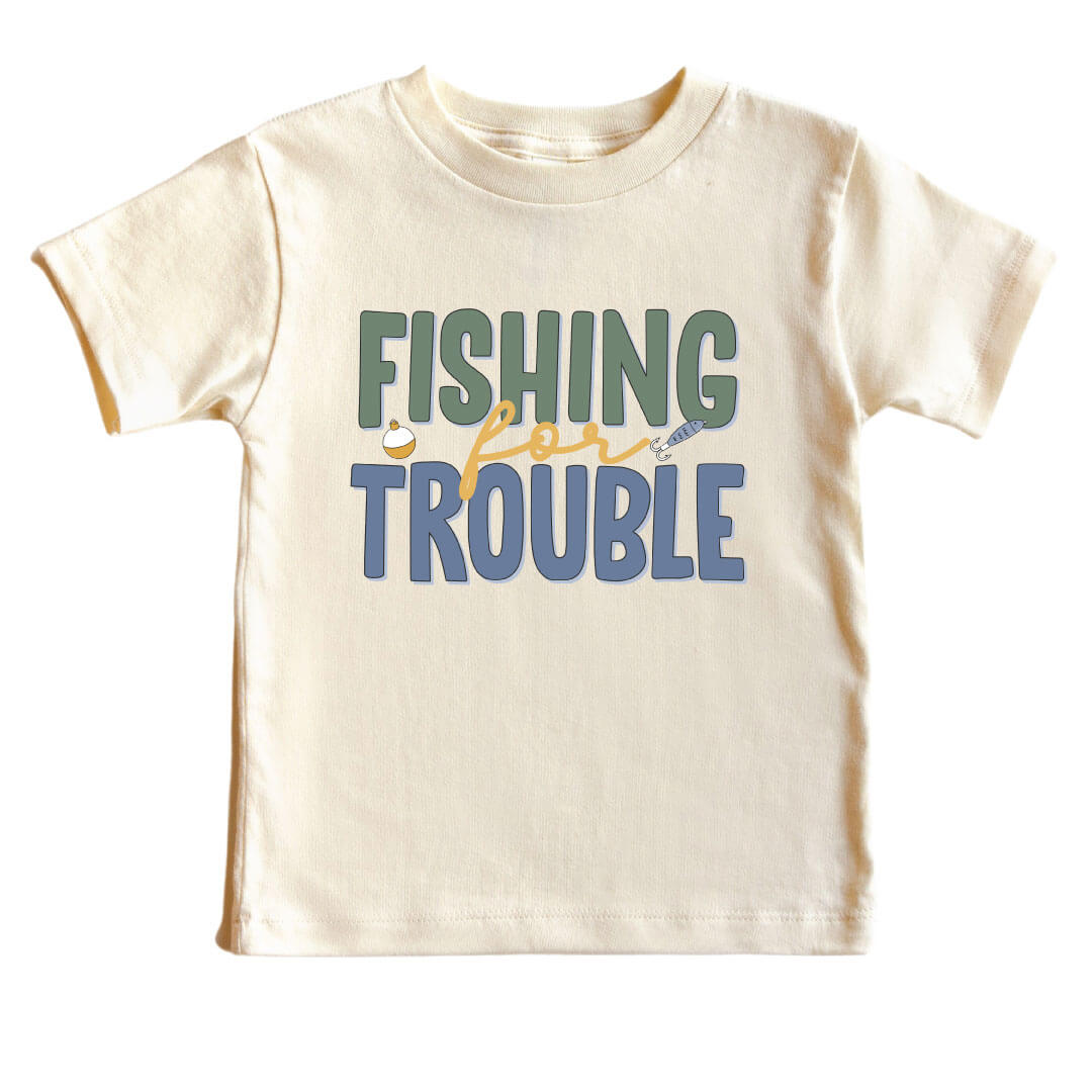 Fishing For Trouble Kids Graphic Tee | Natural