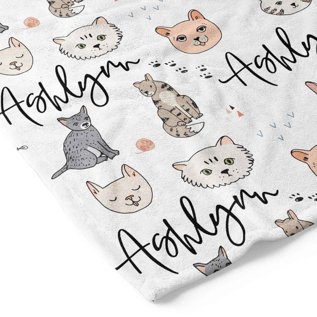 personalized toddler blanket with kittens 