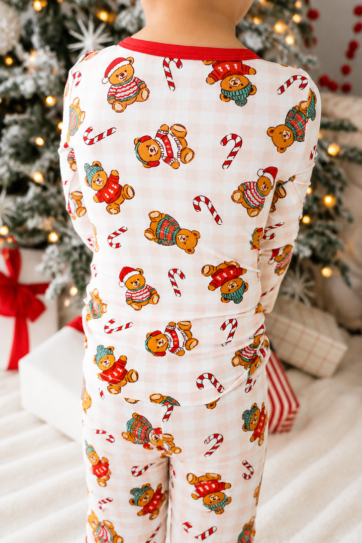 Christmas Two-Piece Bamboo Pajama Set | Beary Christmas Neutral