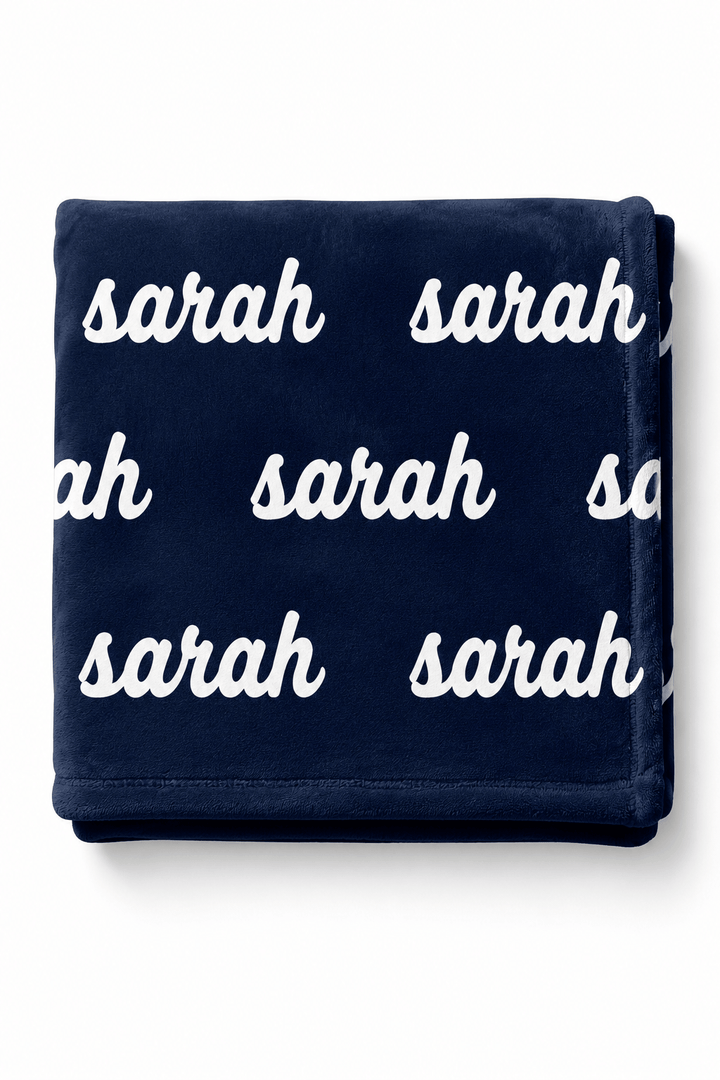 navy and white personalized color blanket 