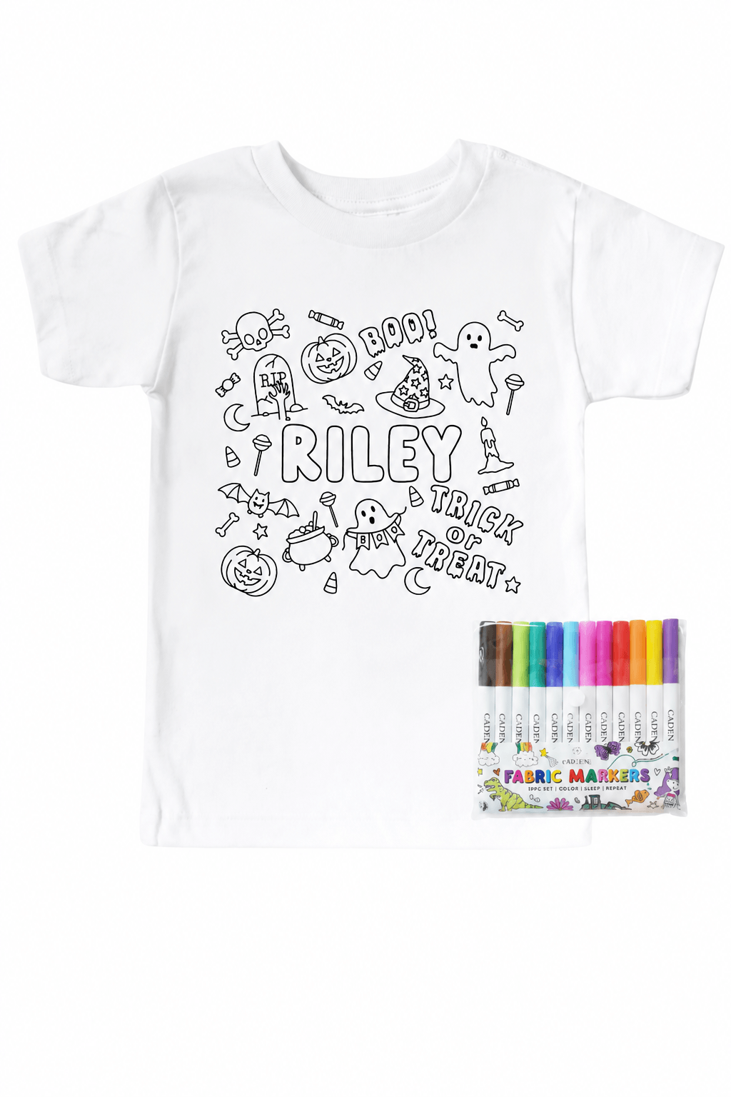 Colorable & Personalized Kids' Halloween Graphic Tee | No Tricks All Treats