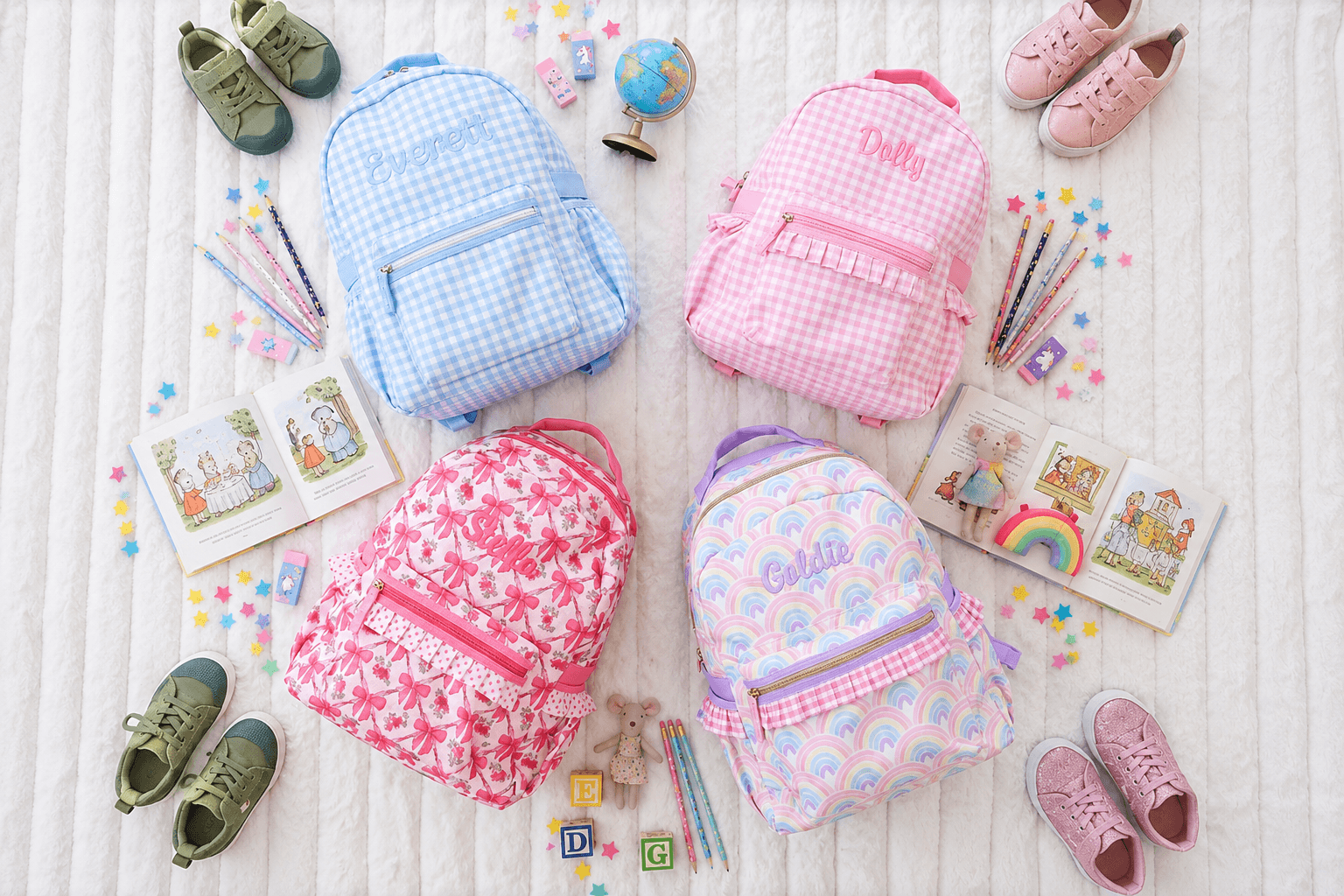 back to school embroidered backpacks