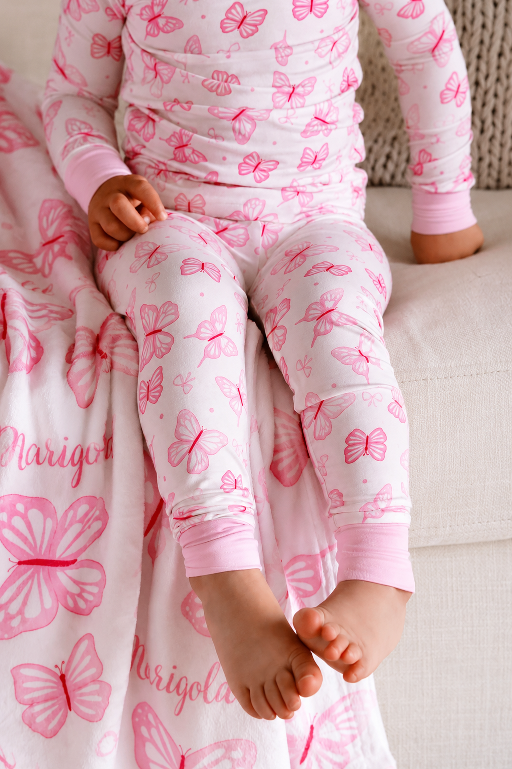 girls two piece pajama set blooming butterflies