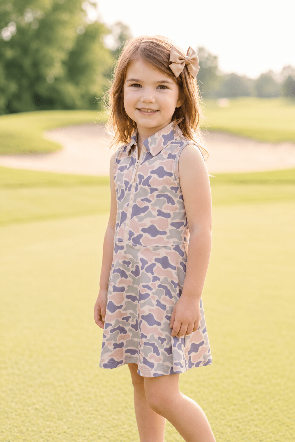 girl on golf course in camo cutie athletic dress