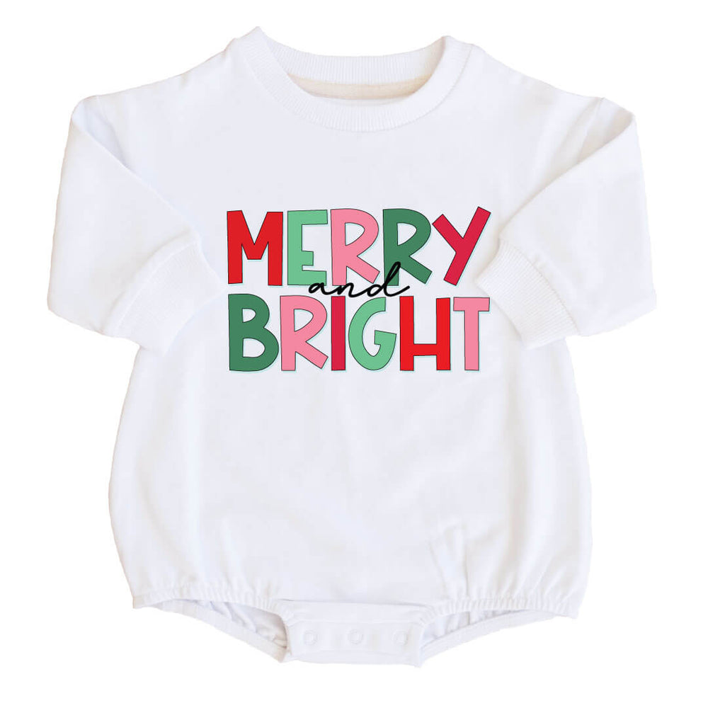 christmas baby graphic sweatshirt bubble romper merry and bright 