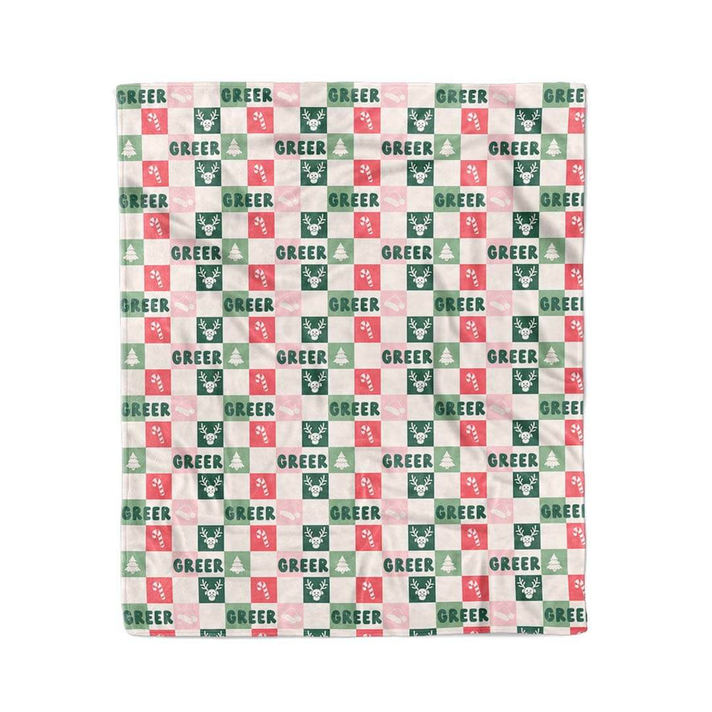 christmas check personalized kids blanket 