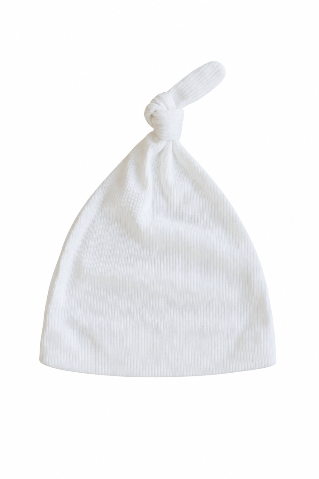 Caden Lane Cloud White ribbed knit baby knot hat