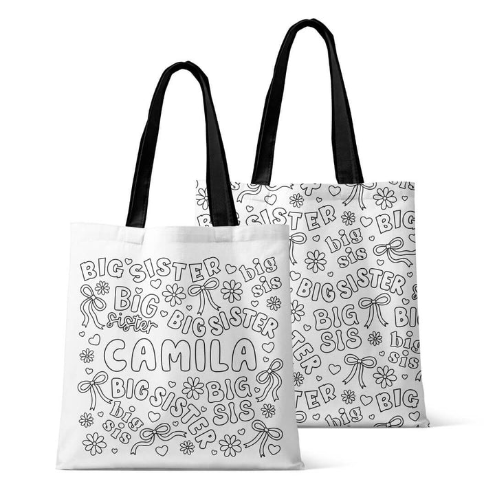 big sister colorable tote bag for girls 