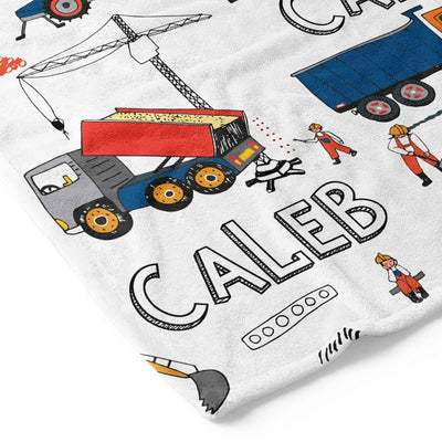 construction zone personalized blanket for kids