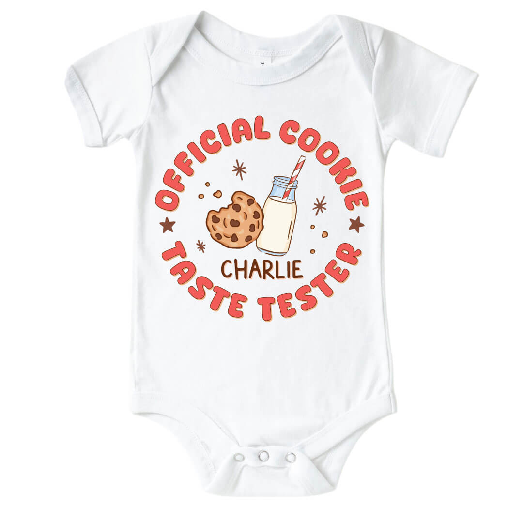 official cookie taste tester personalized baby bodysuit 