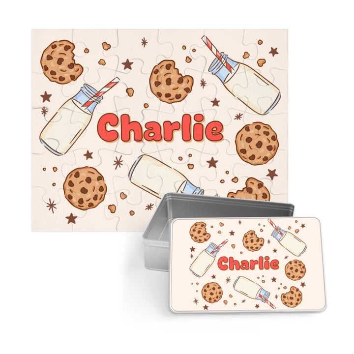cookie cuddles personalized puzzle for kids with matching tin
