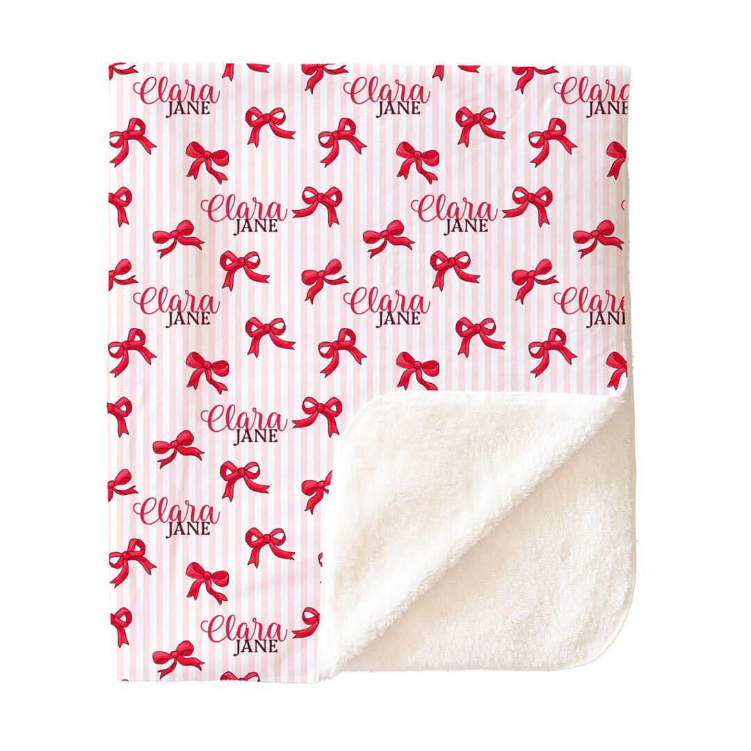 Coquette Christmas Personalized Kids Blanket