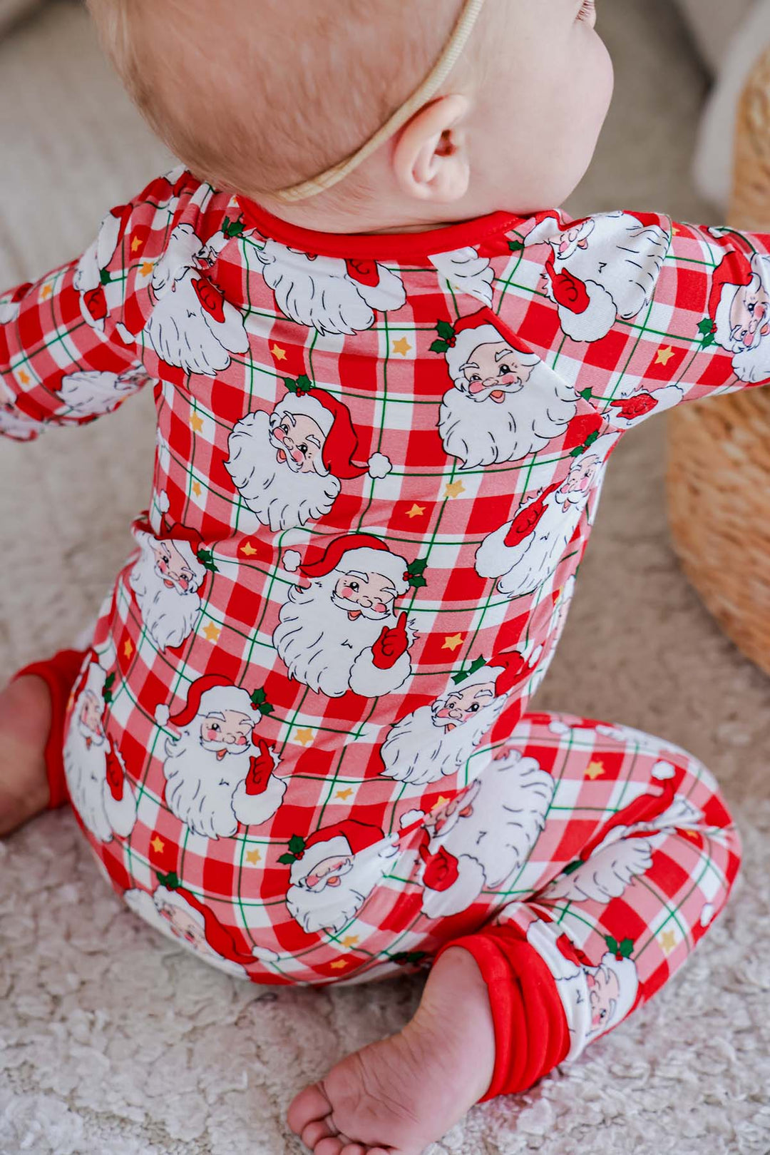 Christmas Bamboo Convertible Zipper Romper | Cozy Claus