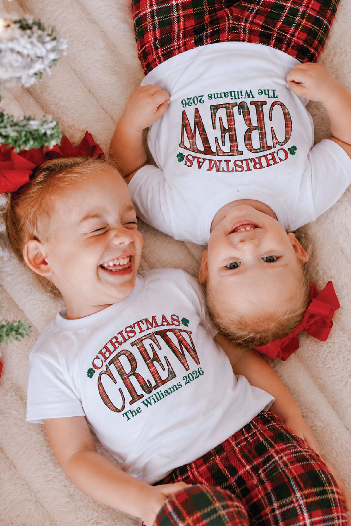 'Christmas Crew' Personalized Baby Graphic Bodysuit & Kids' Graphic Tee