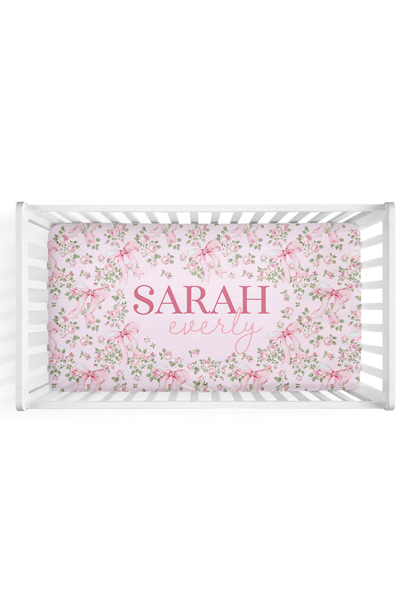 Bows in Bloom Personalized Crib Sheet