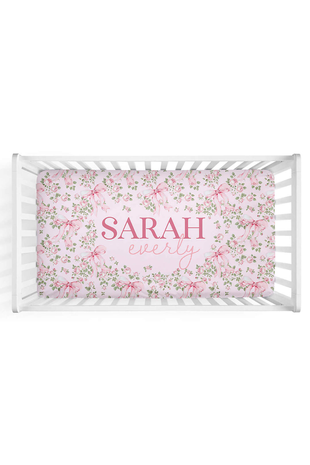 bows in bloom personalized crib sheet 