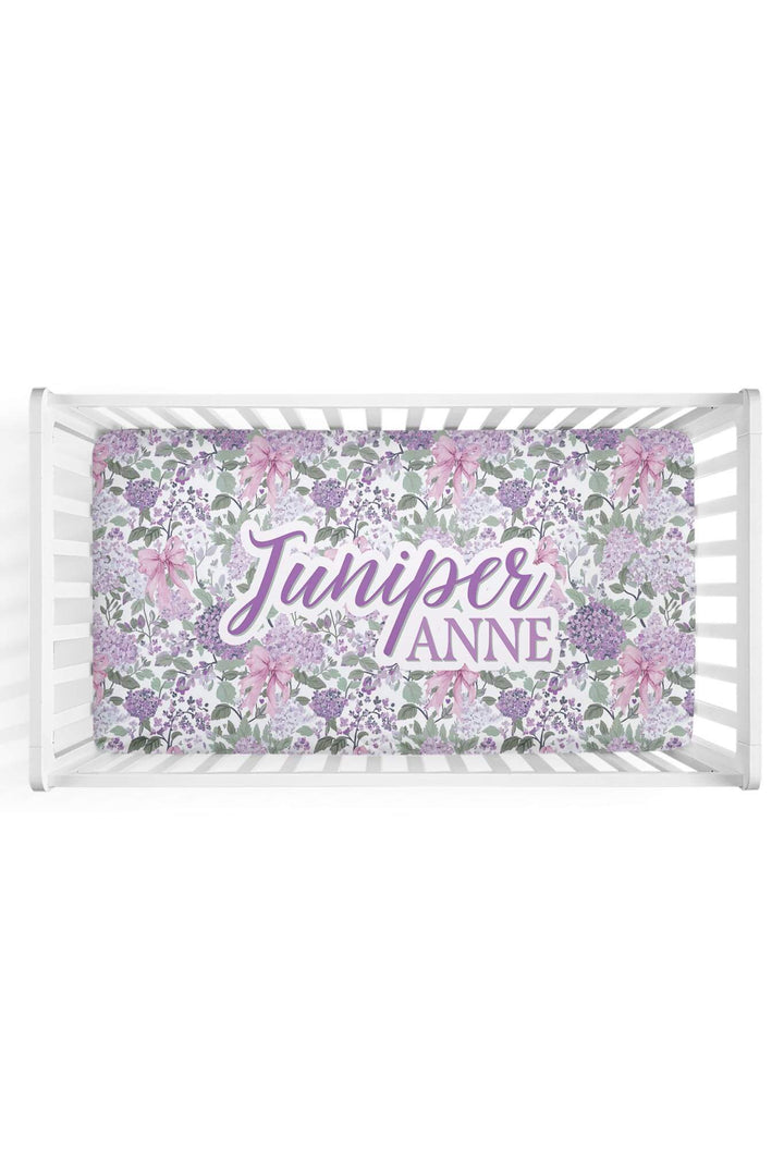 lavender lullaby personalized crib sheet