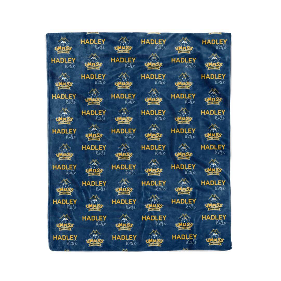 personalized blanket for kids navy umass dartmouth 