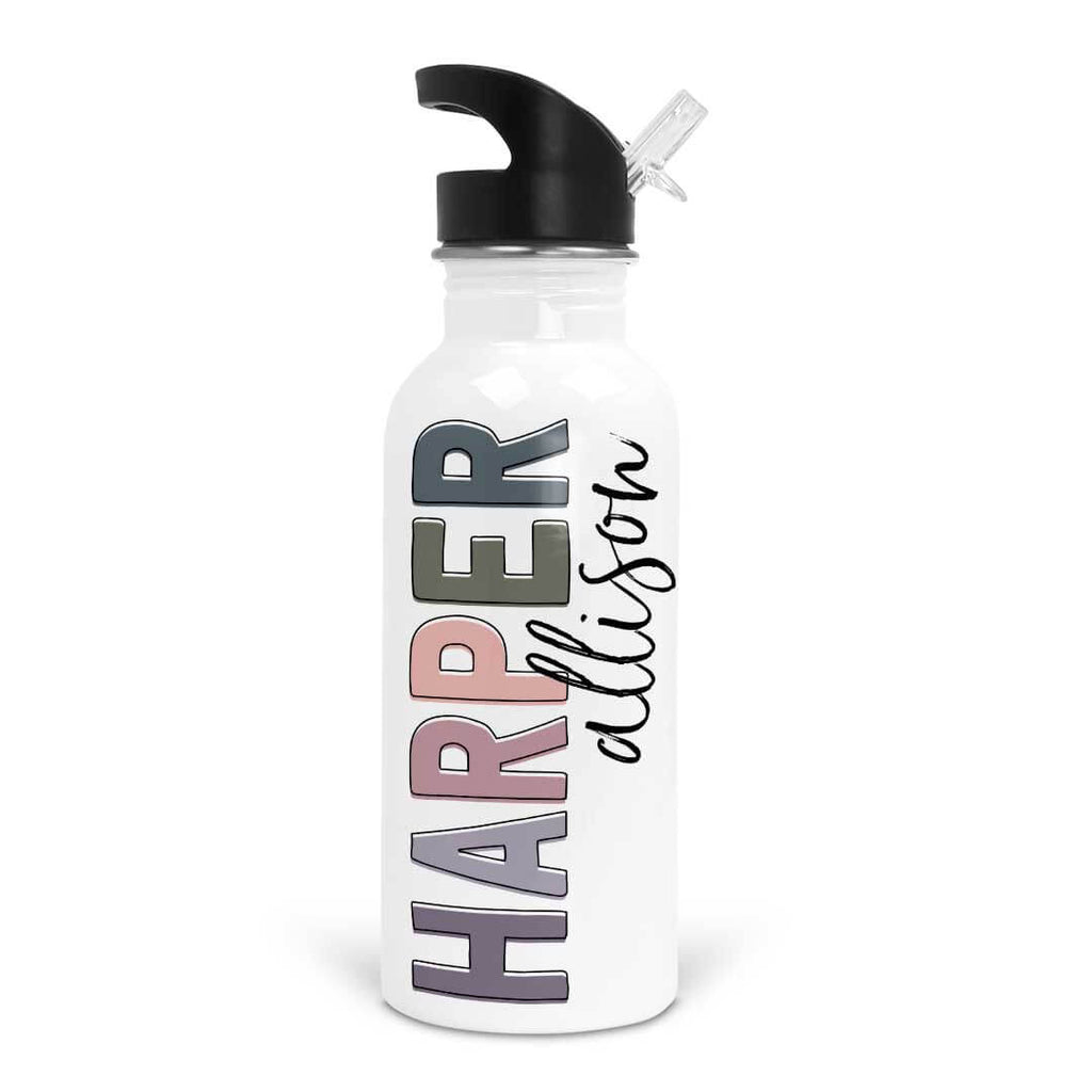 Dusty Hues Block Personalized Water Bottle