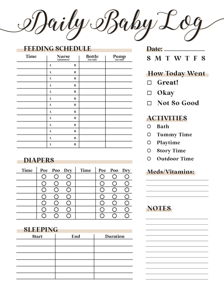 baby tracking log 