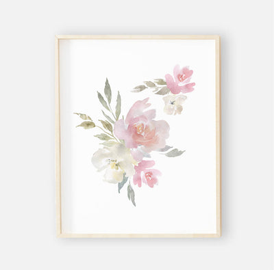 blush floral nursery wall art