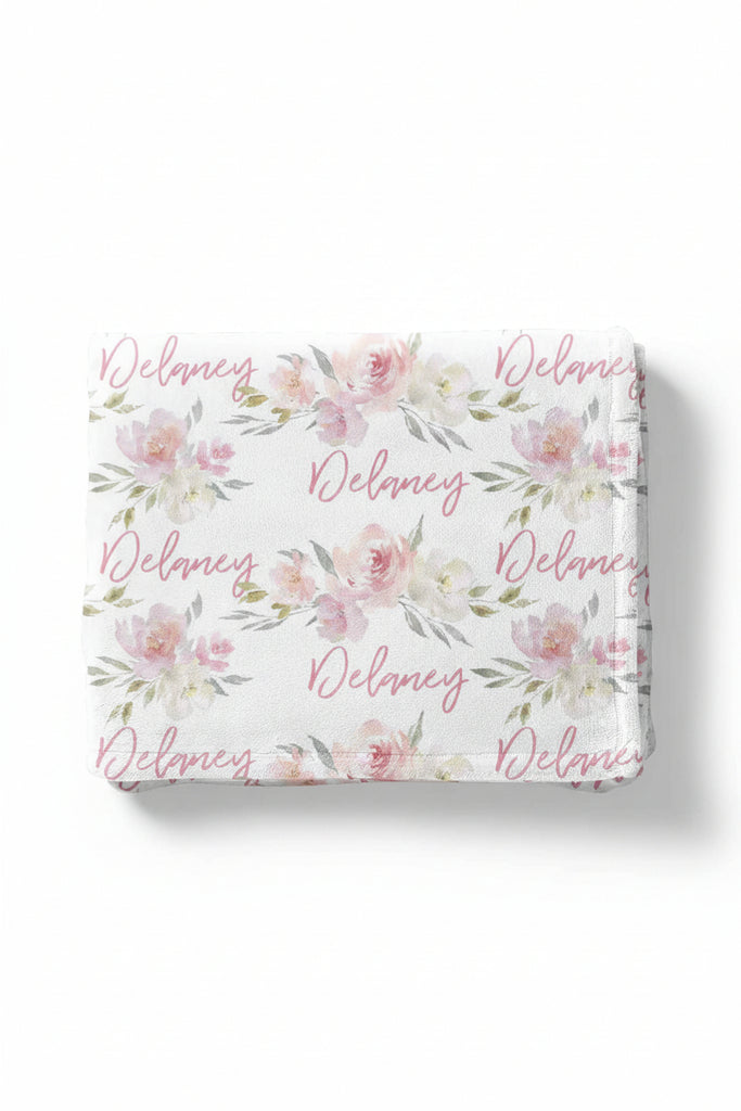 Delaney Dusty Blush Floral Personalized Blanket