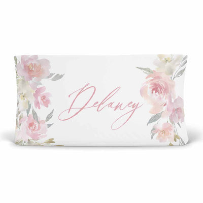 blush floral changing pad cover personalized 