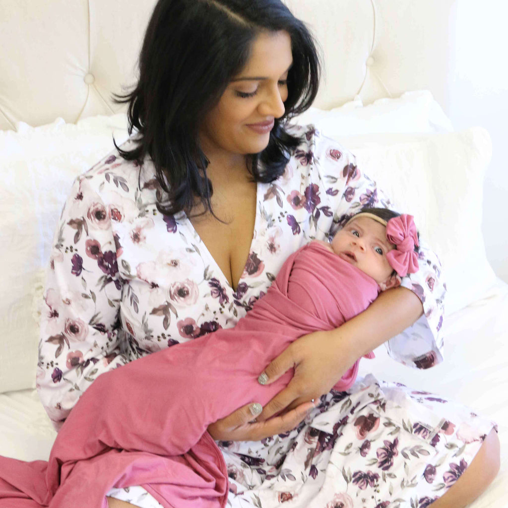 Demis Dusty Floral Knit Maternity Robe