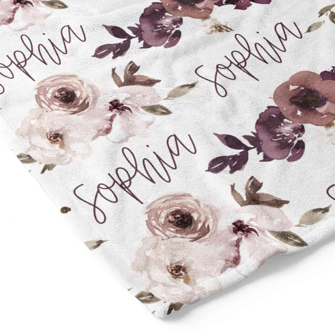 personalized purple flower blanket for kids 