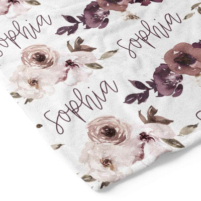 personalized purple flower blanket for kids 