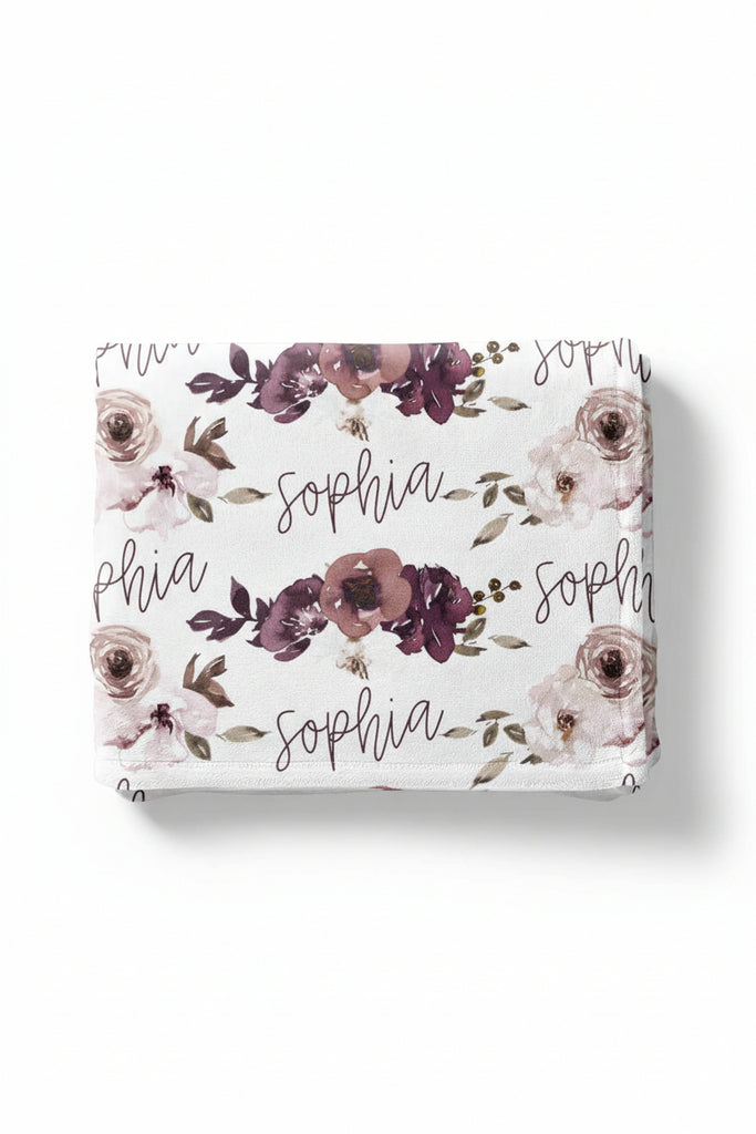 Demis Dusty Floral Personalized Blanket