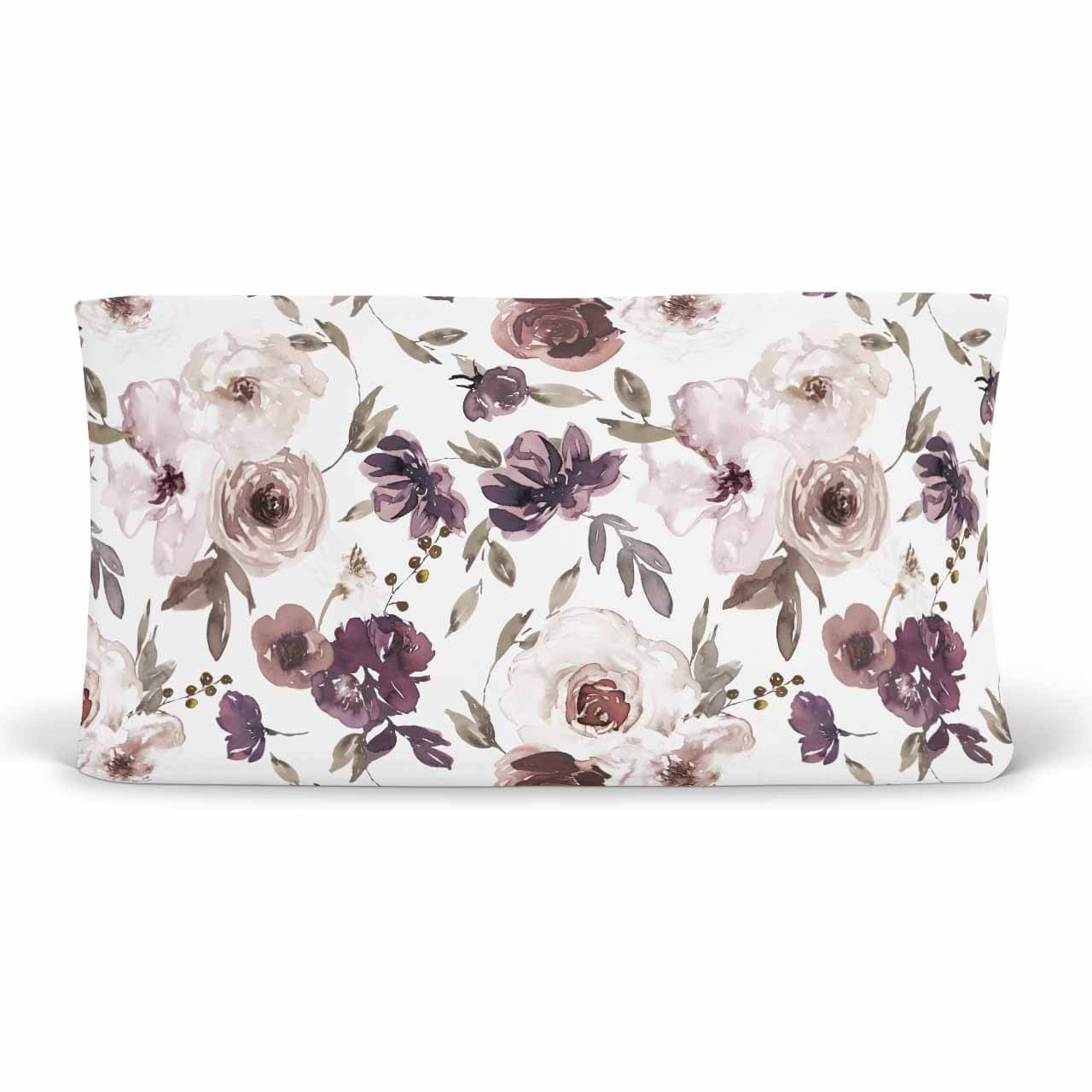 purple floral changing pad cover 