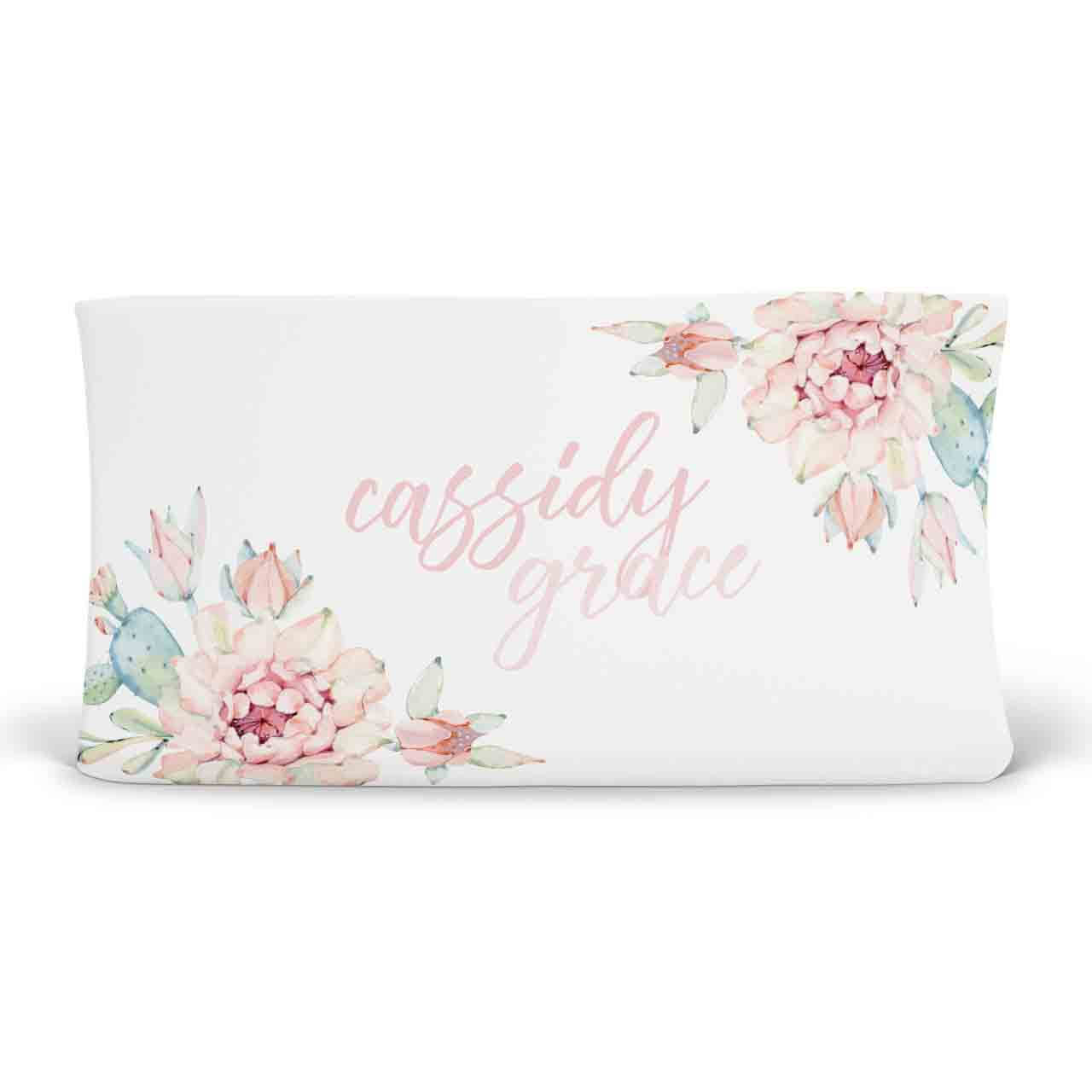 desert cactus personalized changing pad cover