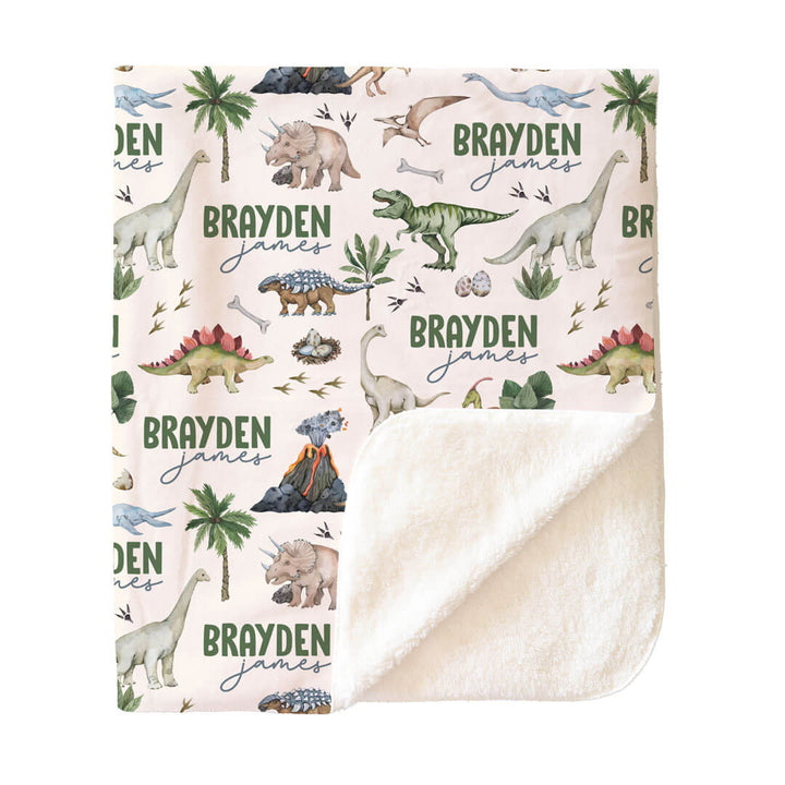Dino Tracks Personalized Kids Blanket