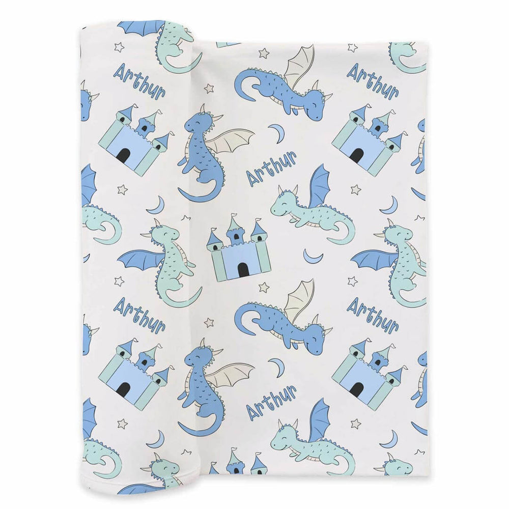 dragon adventure boy personalized swaddle blanket 