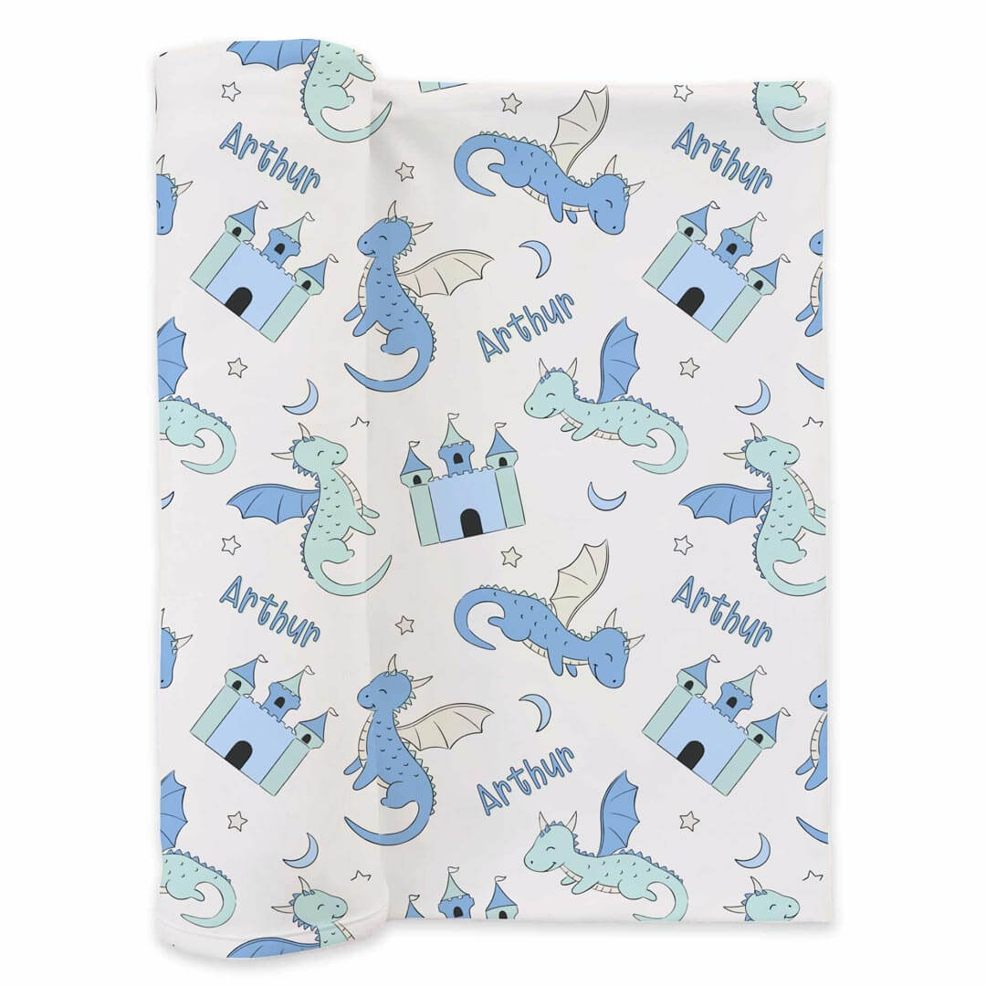 dragon adventure boy personalized swaddle blanket 